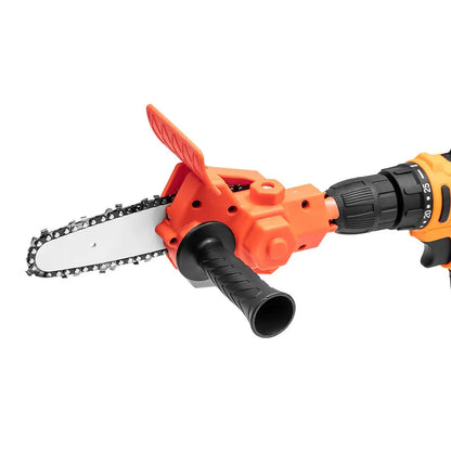 Adapter for converting a drill into a chainsaw